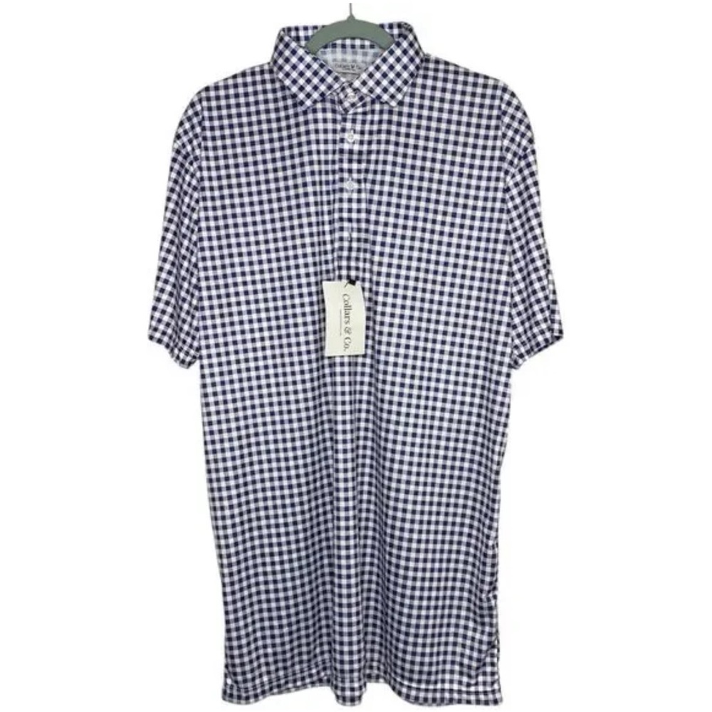 NEW Collars &Co Men polo shirt size 2Xlarge Relaxed navy blue/ purple white